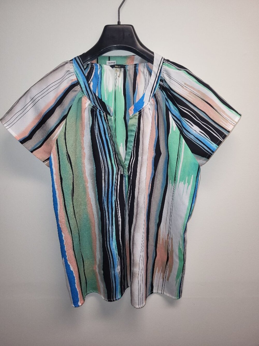 Milano Women’s Multicolor Striped Blouse Size Medium Short Sleeve Top
